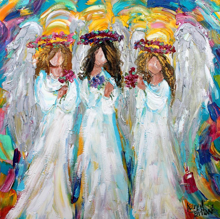 Spring Angels Painting by Karen Tarlton