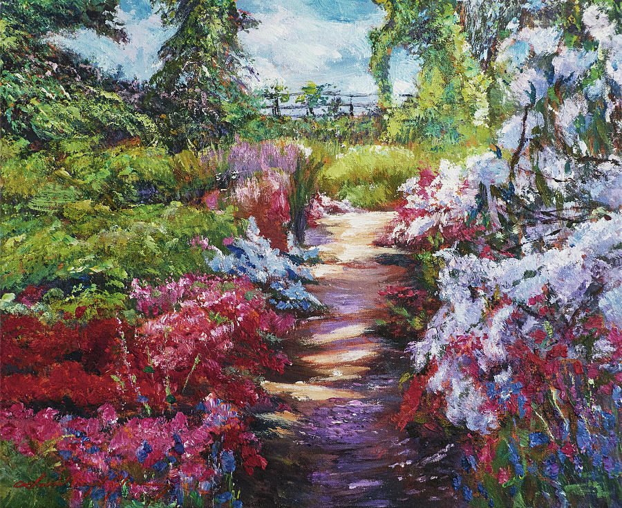 Spring At The Artists Garden Painting by David Lloyd Glover
