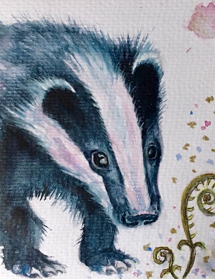 Watercolor Painting - Spring Badger by Sharon May Nicol Watercolor Painting - Spring Badger by Sharon May Nicol