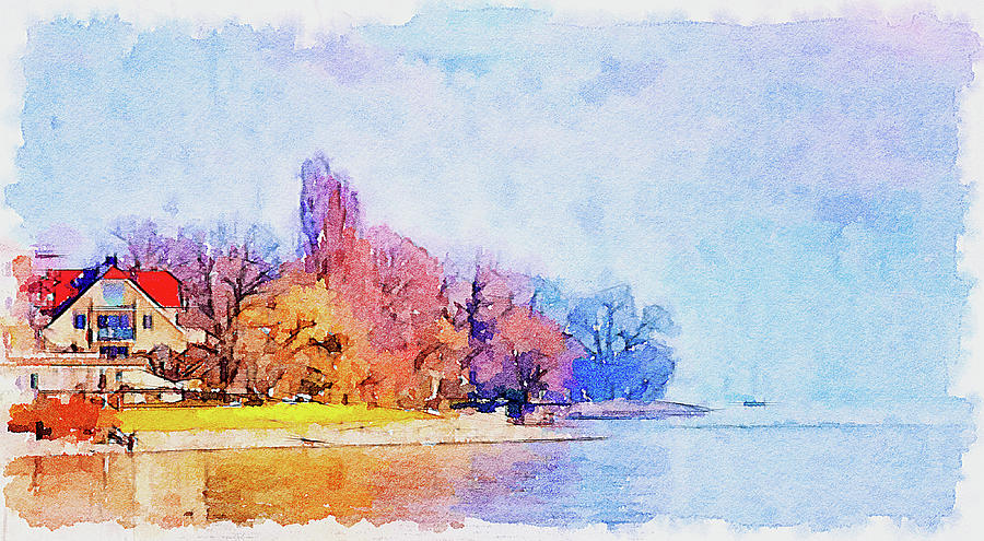Spring beginning on Lake Constance Mixed Media by Tatiana Travelways