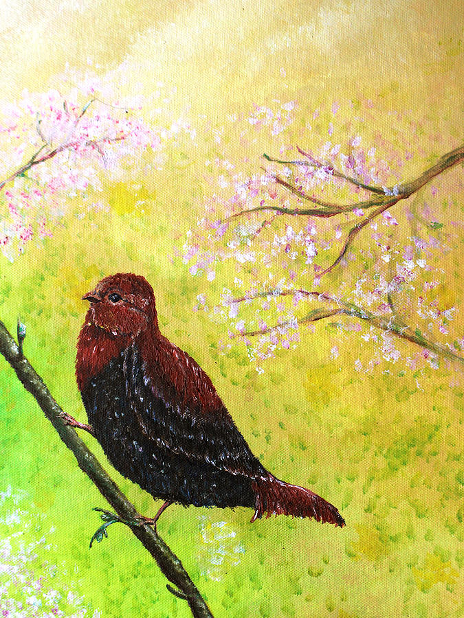 Spring Bird Painting by Medea Ioseliani