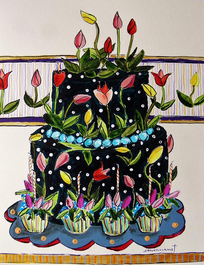 Spring Birthday Cake Painting by John Williams