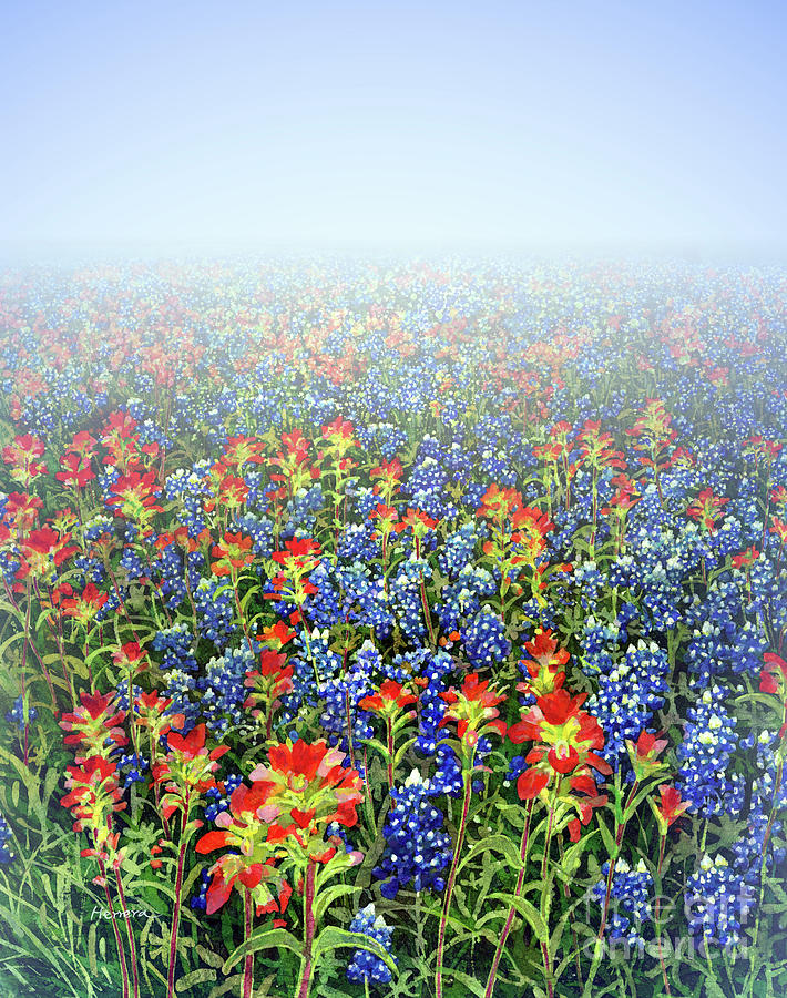 Spring Painting - Spring Bliss - Blue Vignette by Hailey E Herrera