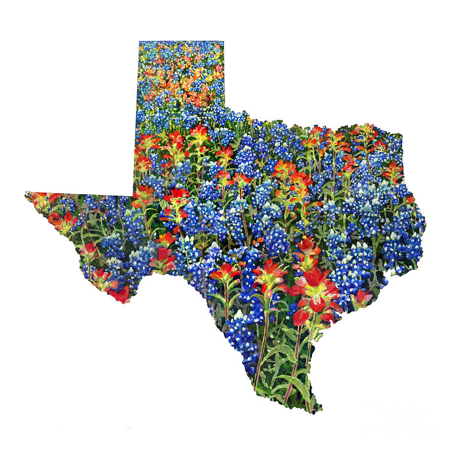 Spring Bliss Texas Map Painting