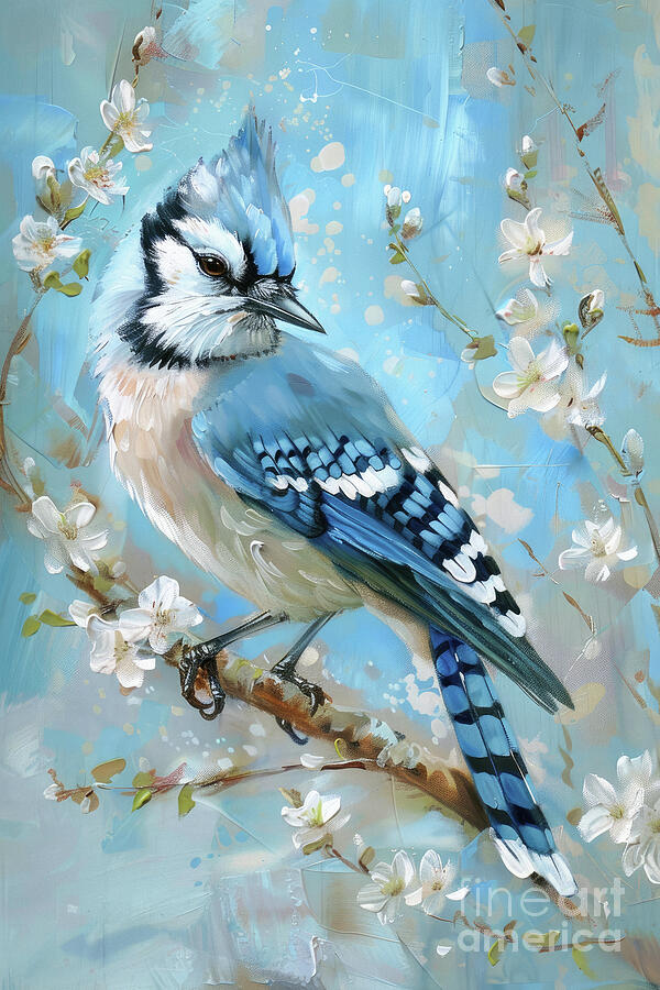 Blue Jay Painting - Spring Blue Jay by Tina LeCour
