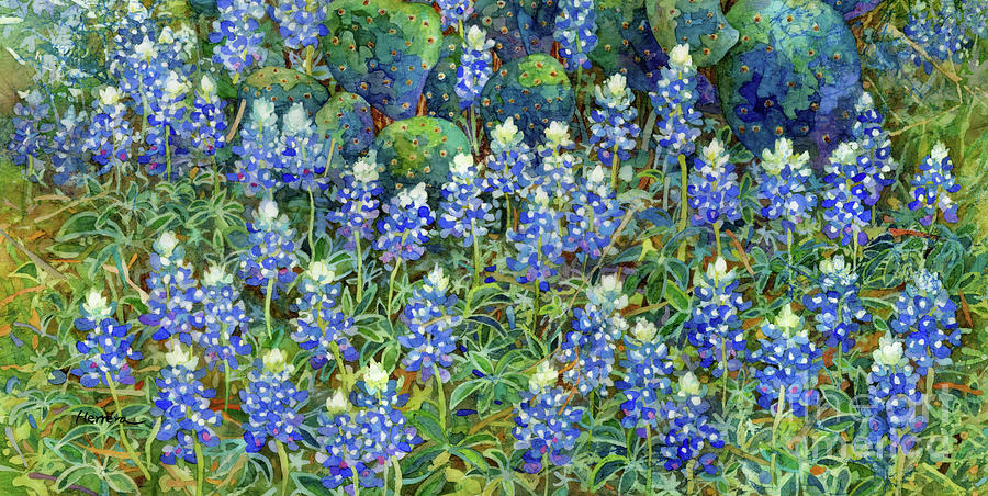 Spring Blues - Bluebonnets Painting by Hailey E Herrera
