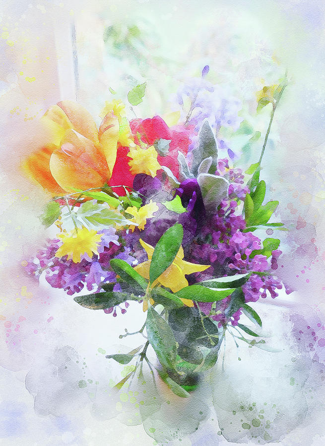 Spring Bouquet in the Window Digital Art by Sherrie Triest