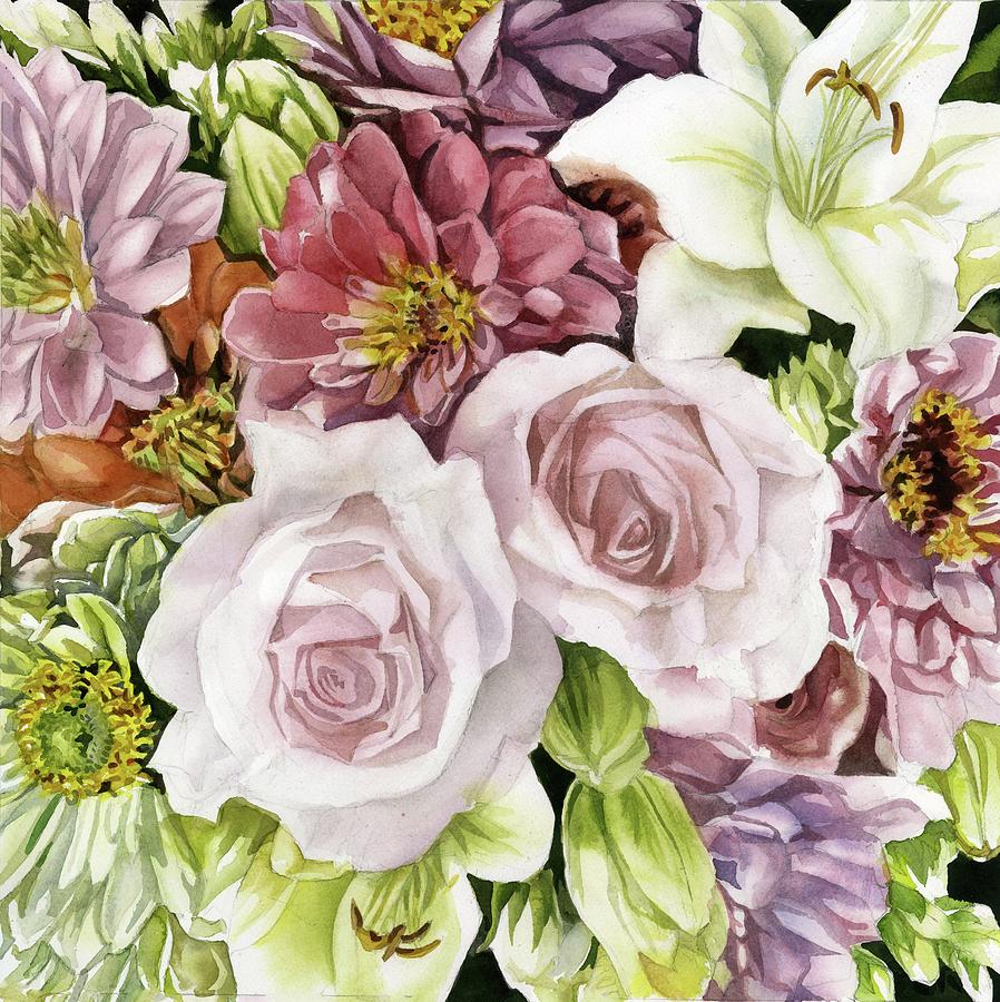 Spring Bouquet Watercolor Painting by Alfred Ng