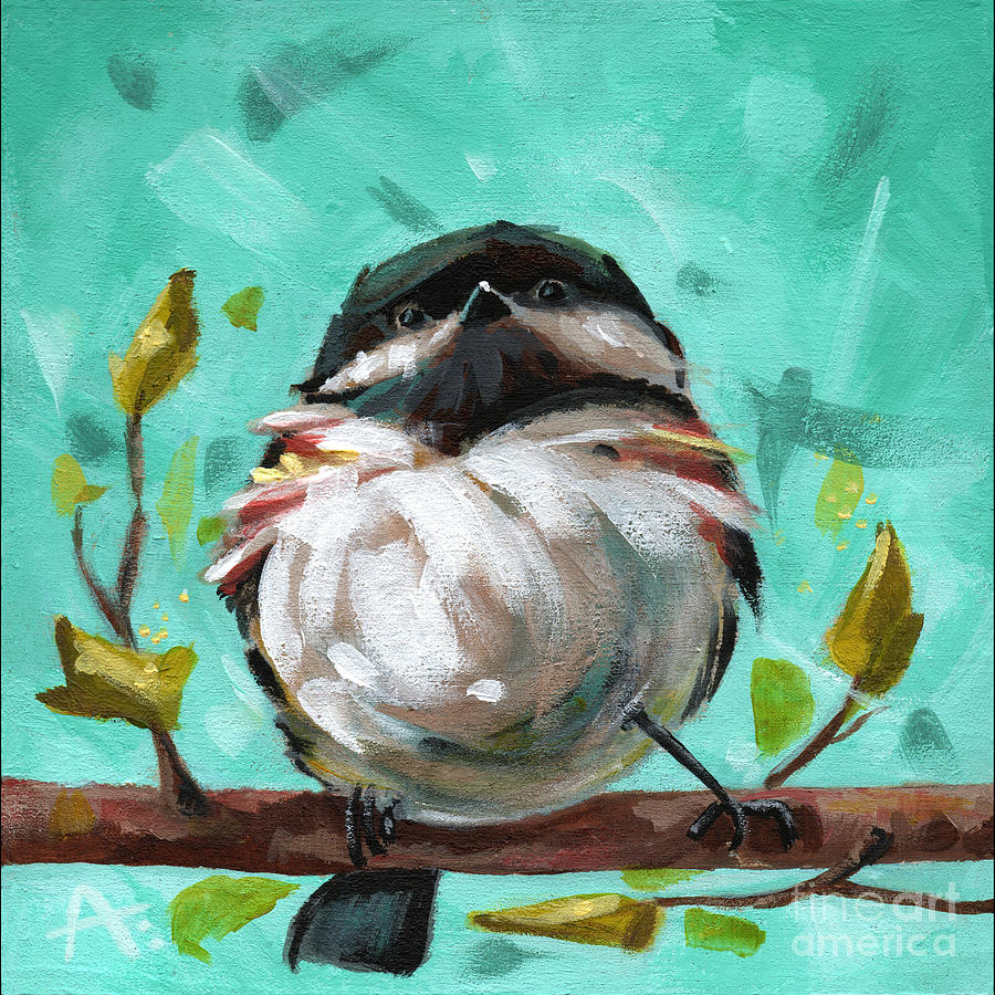 Spring Breeze - Chickadee Painting by Annie Troe
