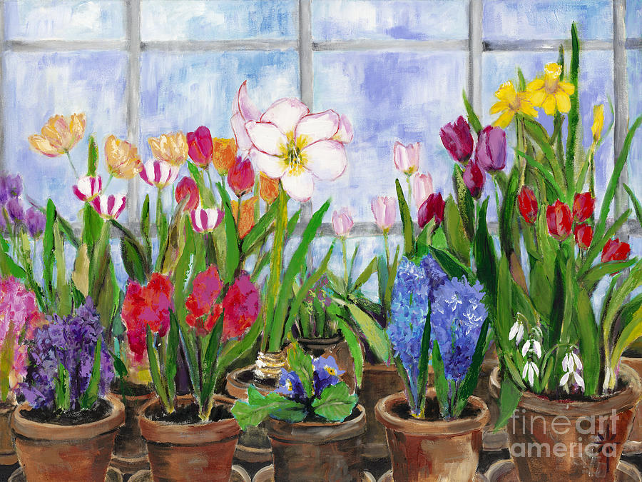 Spring Bulbs Painting by Jodie Marie Anne Richardson Traugott          aka jm-ART