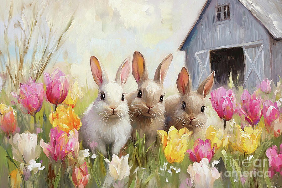 Spring Bunnies Painting by Tina LeCour Spring Bunnies Painting by Tina LeCour