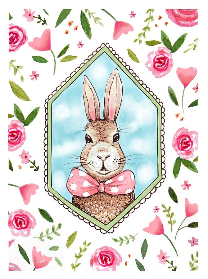 Spring Bunny Painting by Elizabeth Robinette Tyndall