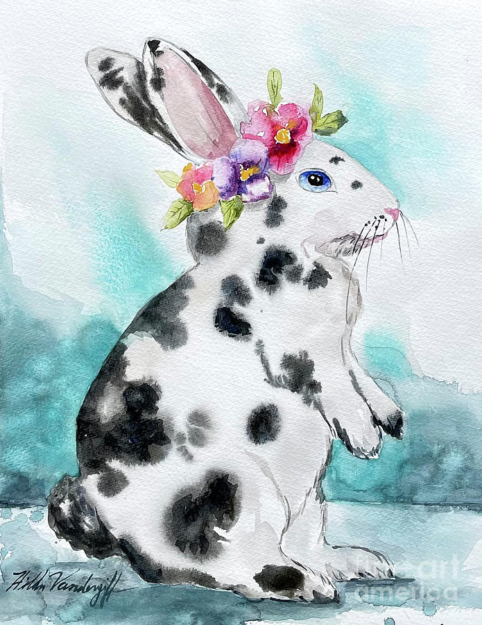 Spring Bunny Painting by Hilda Vandergriff