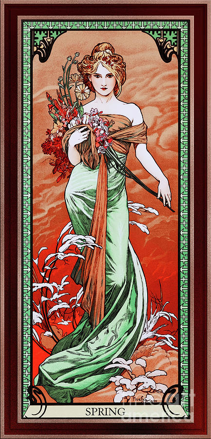 Spring by Alphonse Mucha Wall Decor Xzendor7 Old Masters Art Reproductions Painting by Rolando Burbon