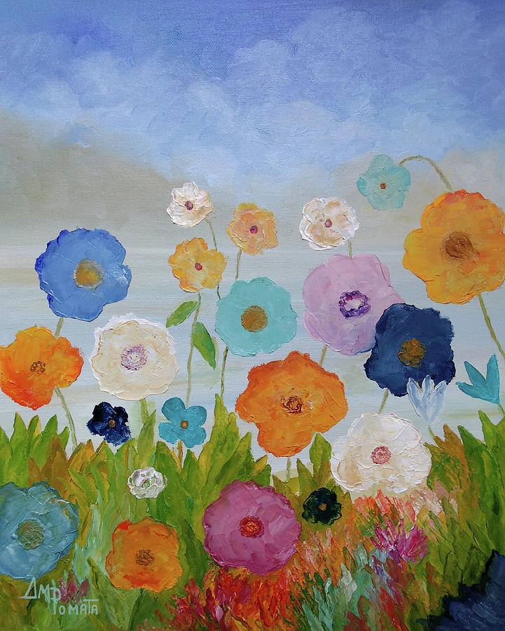 Spring Painting - Spring By The Sea by Angeles M Pomata
