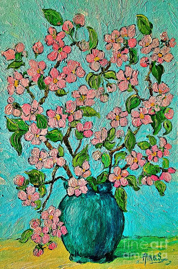 Spring Cherry Blossom Branches  Painting by Amalia Suruceanu