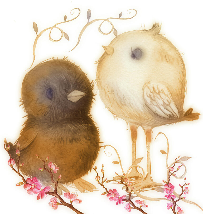 Spring Chicks Mixed Media by Johanna Hurmerinta