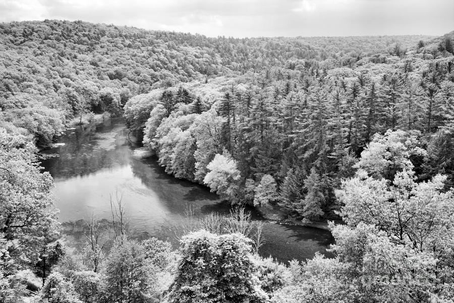 Spring Clarion River Overlook View Black And White Photograph by Adam Jewell