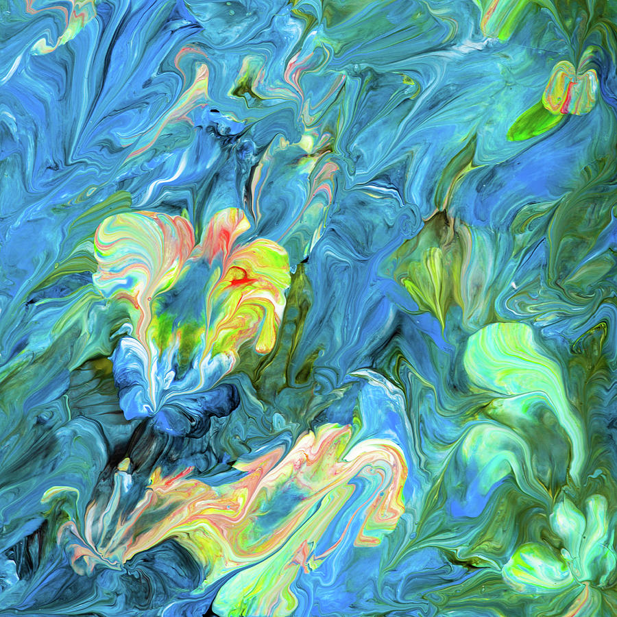 Spring Colors Abstract Acrylic Pouring Painting by Matthias Hauser