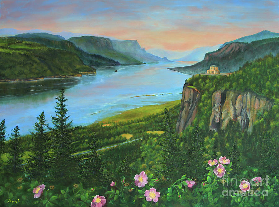 Spring Columbia River Gorge Painting by Jeanette French