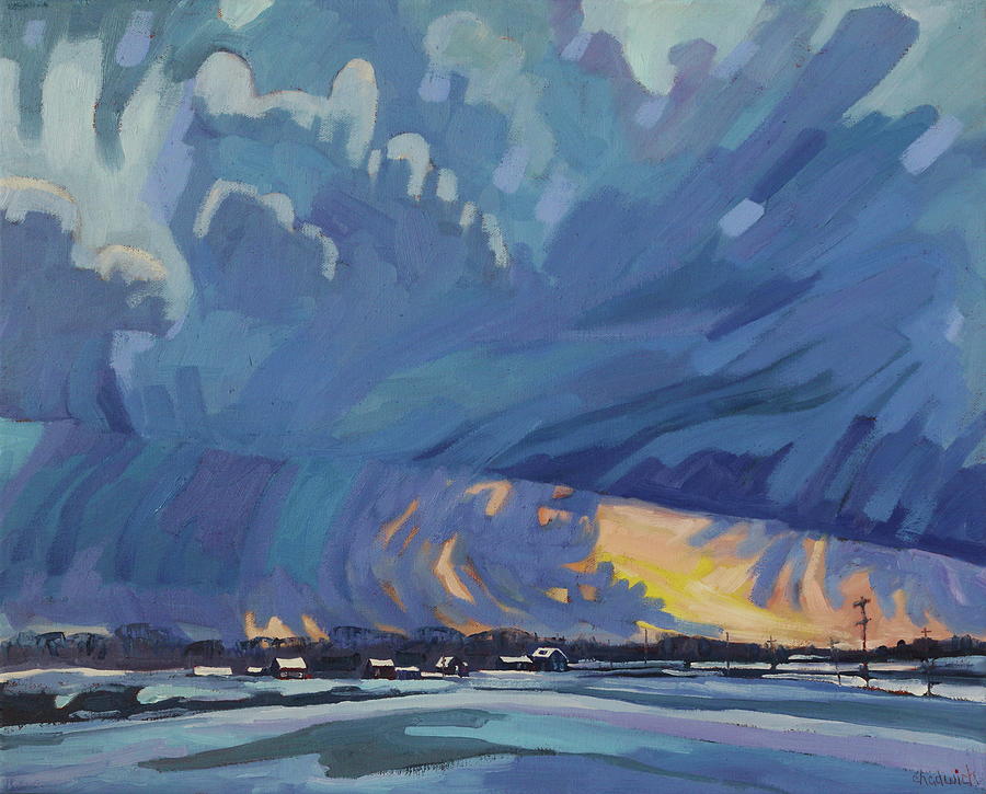 Winter Painting - Spring Cumulus in Winter by Phil Chadwick