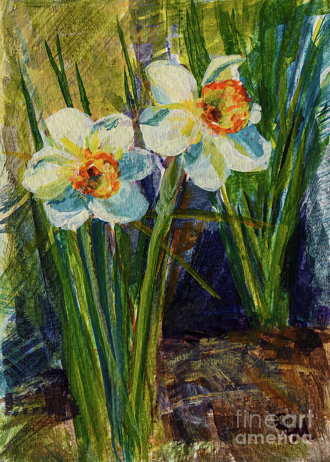 Spring Daffodils Painting by Cheryl McClure