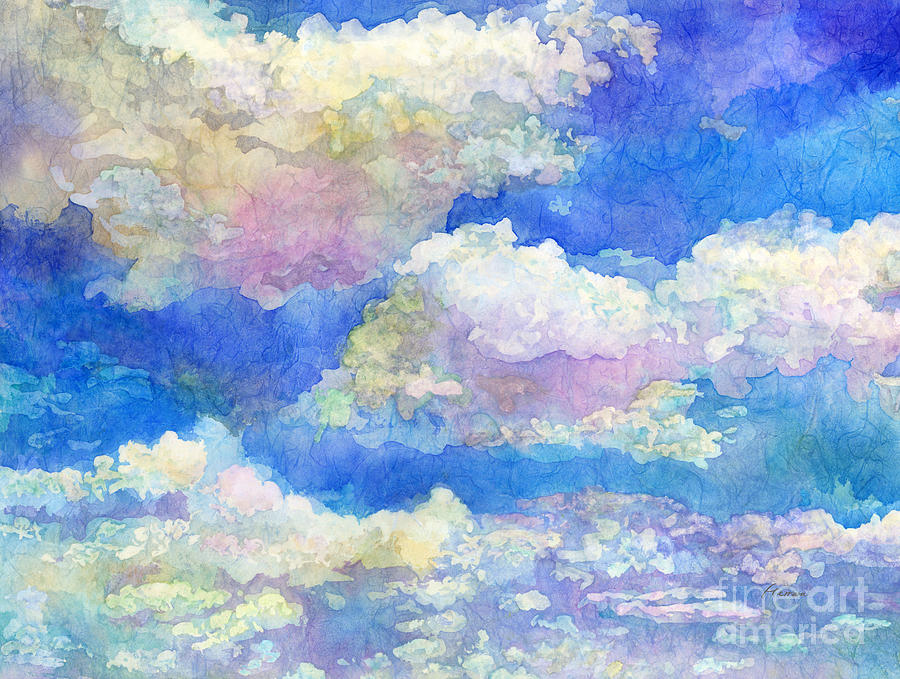 Clouds Painting - Spring Day-Fluffy Clouds by Hailey E Herrera Clouds Painting - Spring Day-Fluffy Clouds by Hailey E Herrera