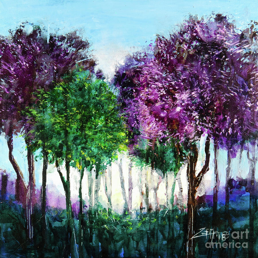 Spring Painting - Spring Drip Trees by Zan Savage