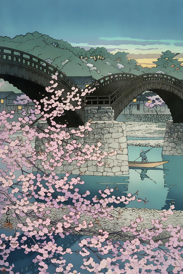 Spring Evening at Kintai Bridge Digital Art by Kawase Hasui - Fine Art ...