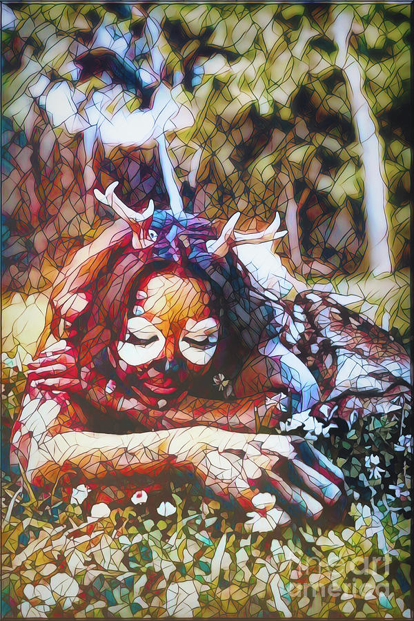 Spring Faun Stained Glass Digital Art by Recreating Creation