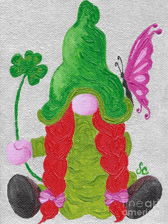 Spring Female Gnome - St. Patricks Day Mixed Media by Fantasy Seasons