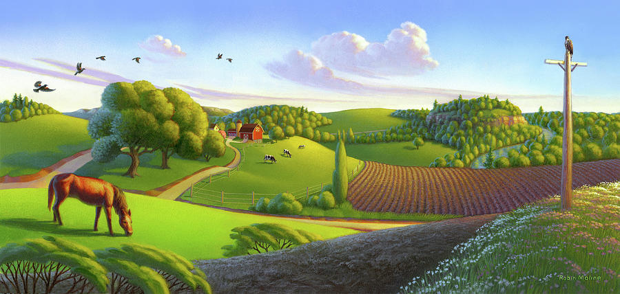 Spring Fields Painting by Robin Moline