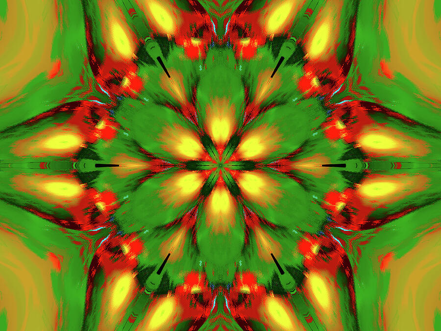 Abstract Digital Art - Spring Fire Flower In Full Bloom by John Enright