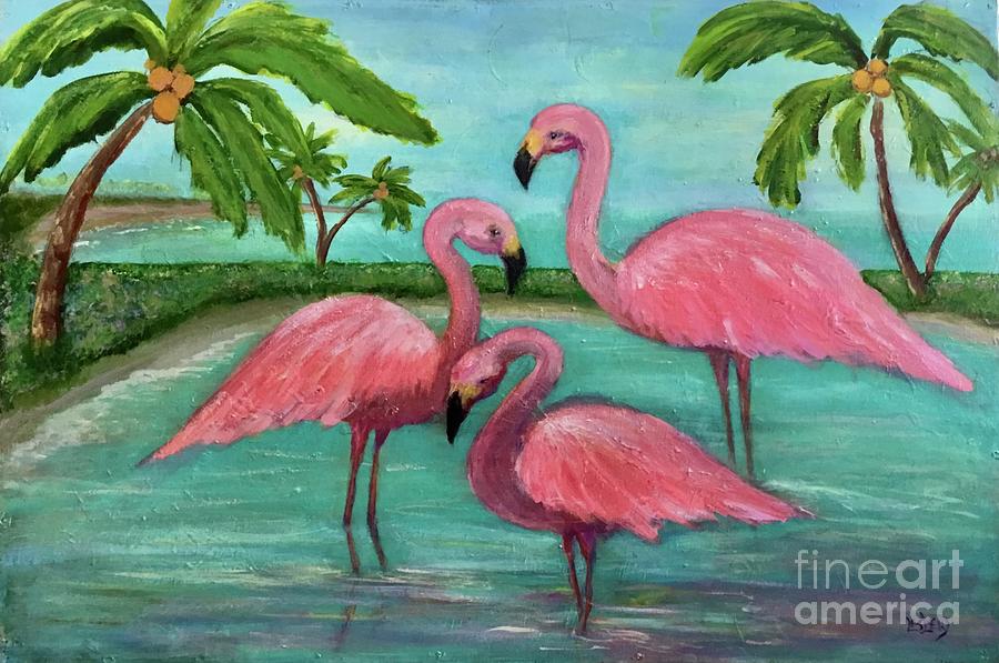 Spring Flamingos Painting