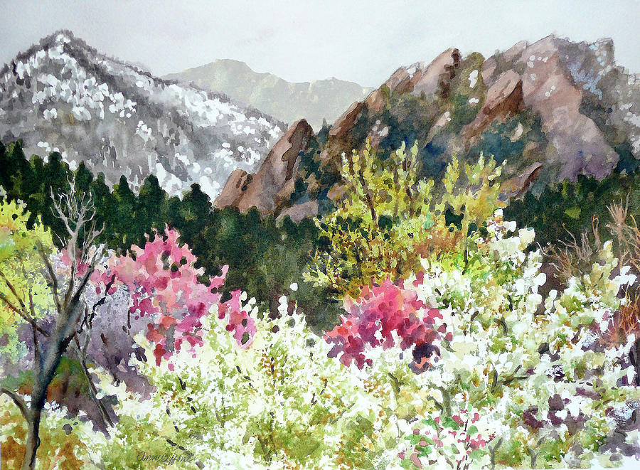 Spring Flatirons Painting by Anne Gifford