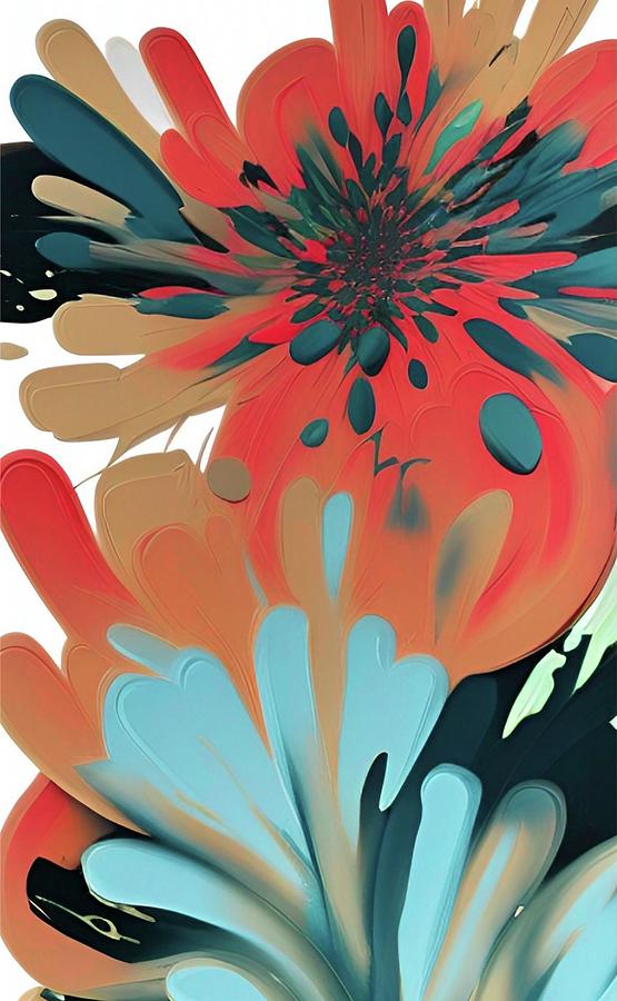 Spring Floral I - contemporary abstract digital art and home decor Painting by Bonnie Bruno