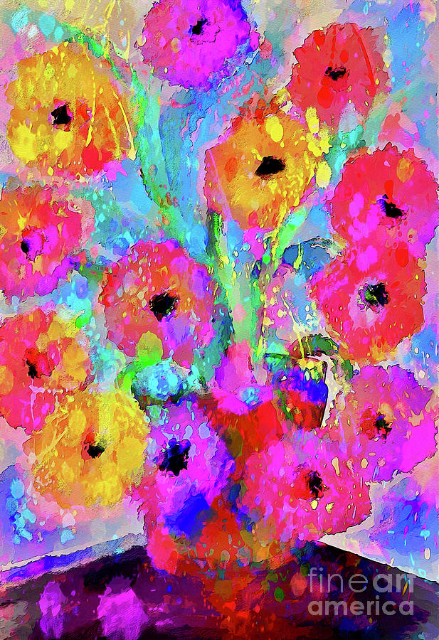 Spring Flower Bouquet Mixed Media