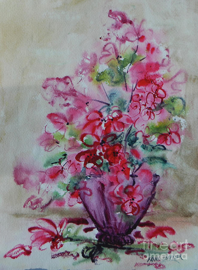 Spring Flowers In Purple Vase Painting by Frank Hoeffler