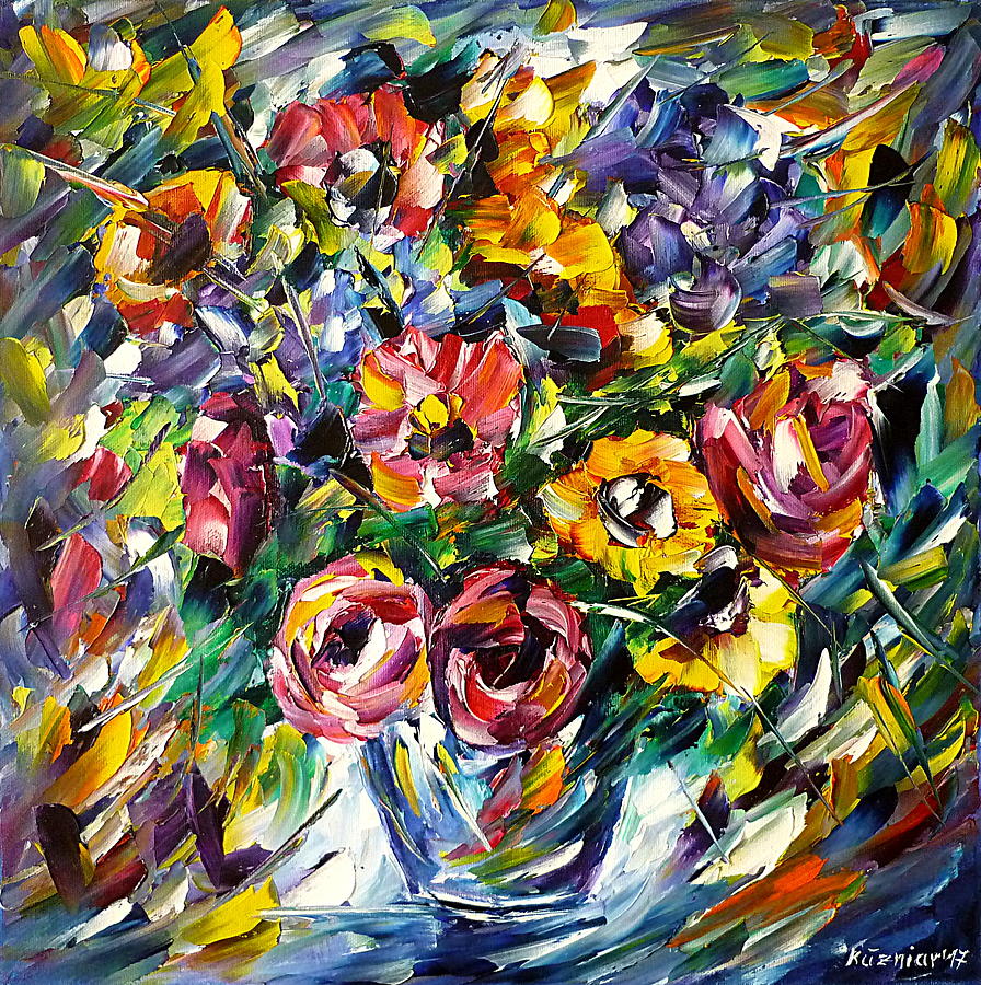 Spring Flowers Painting by Mirek Kuzniar