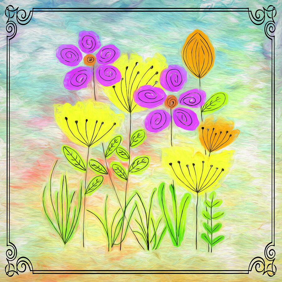 Spring Flowers Square Mixed Media by Judy Vincent