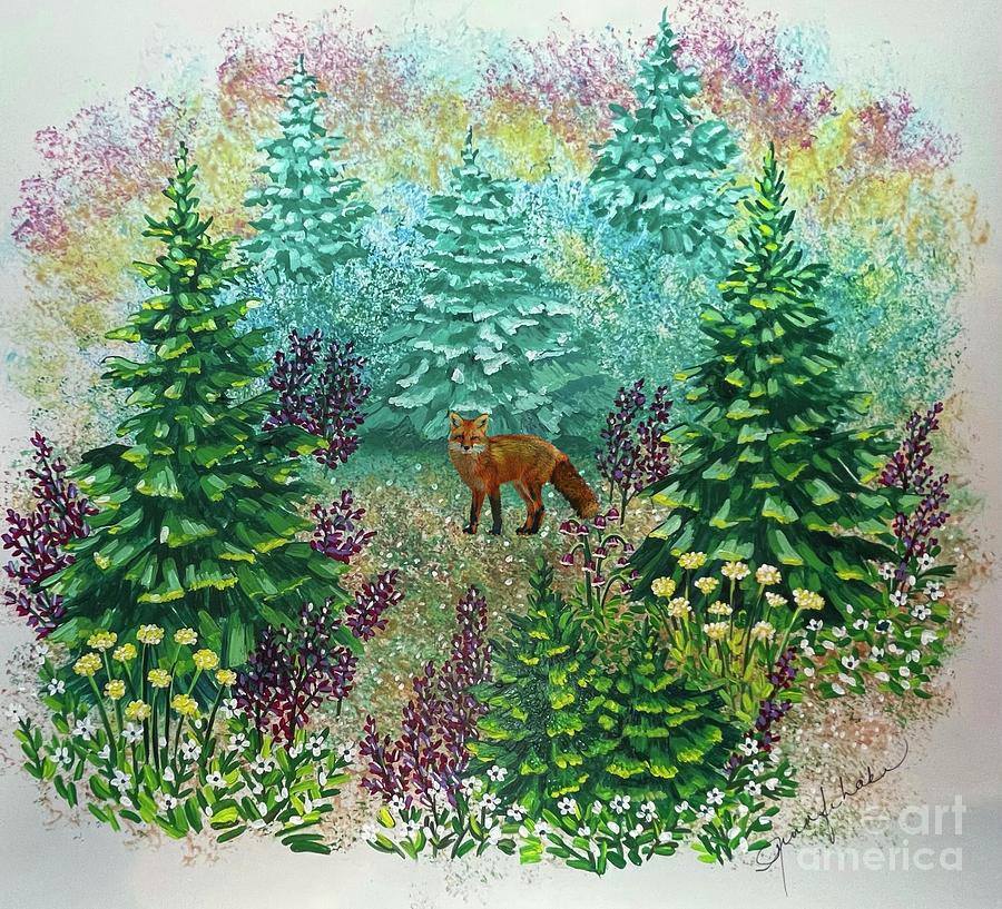 Spring Fox Painting by Jennifer Lake