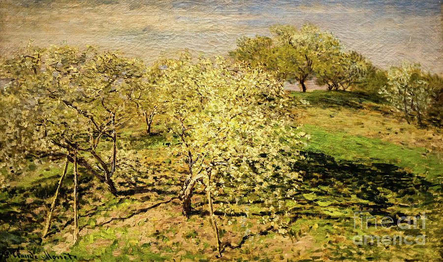 Spring Fruit Trees in Bloom 1873 by Claude Monet Painting by Claude Monet