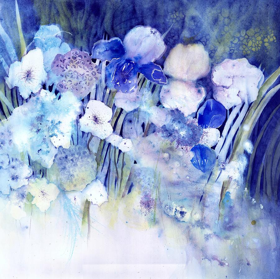 Spring Garden with Iris Flowers Painting by Sabina Von Arx and Regina Panizzon