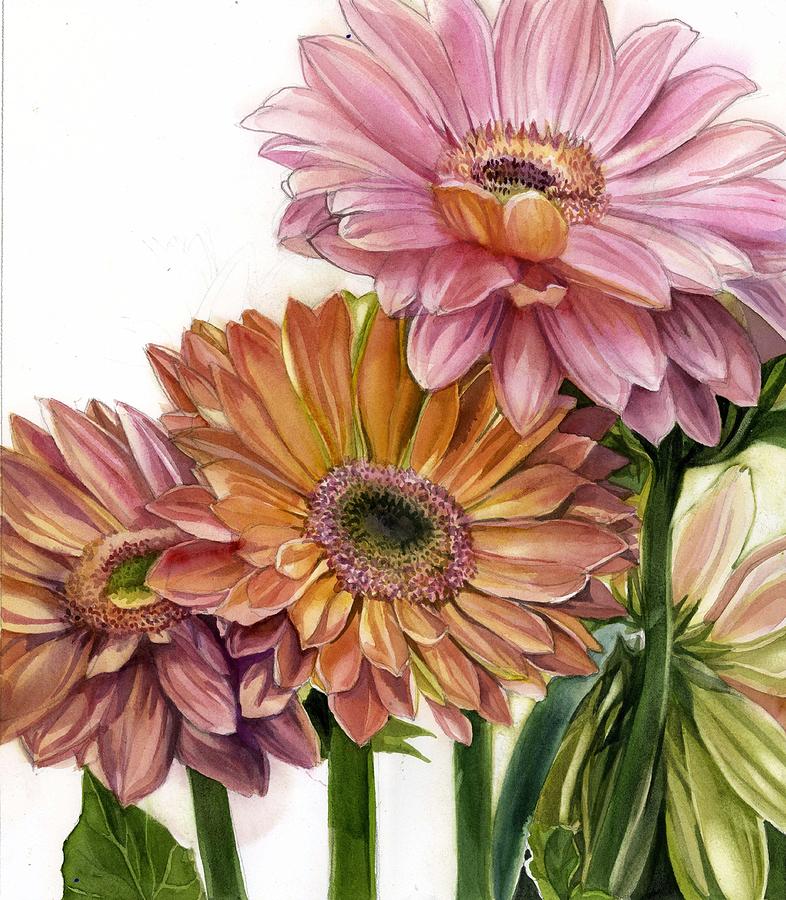 Spring Gerbera Daisy Painting By Alfred Ng,10th Anniversary Gifts