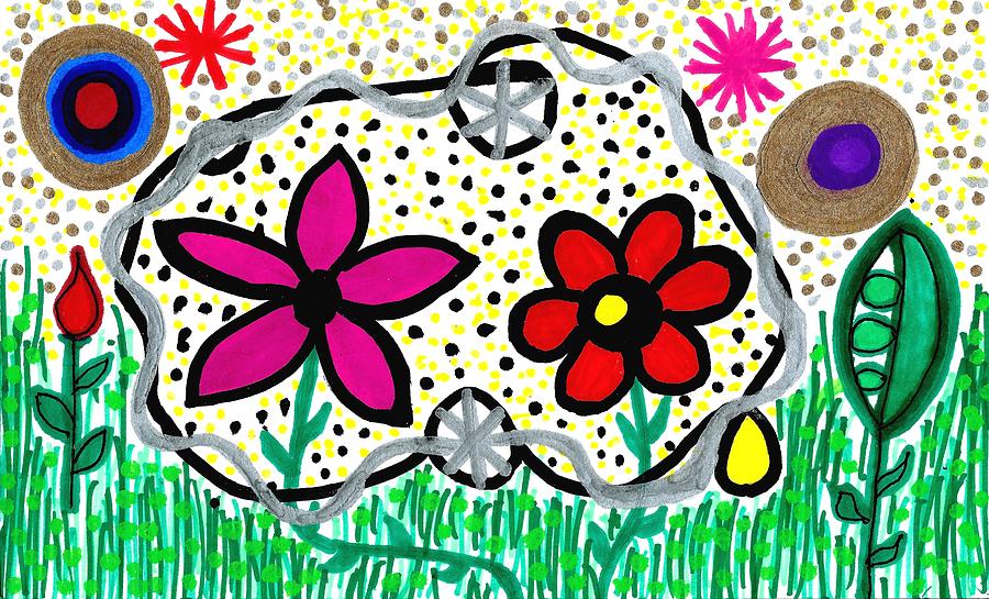 Homage To The Muses 9 aka Spring Has Sprung Drawing by Susan Schanerman