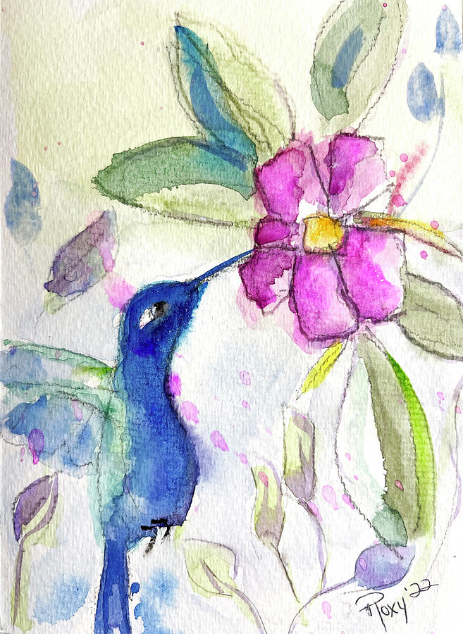 Spring Hummingbird Painting by Roxy Rich