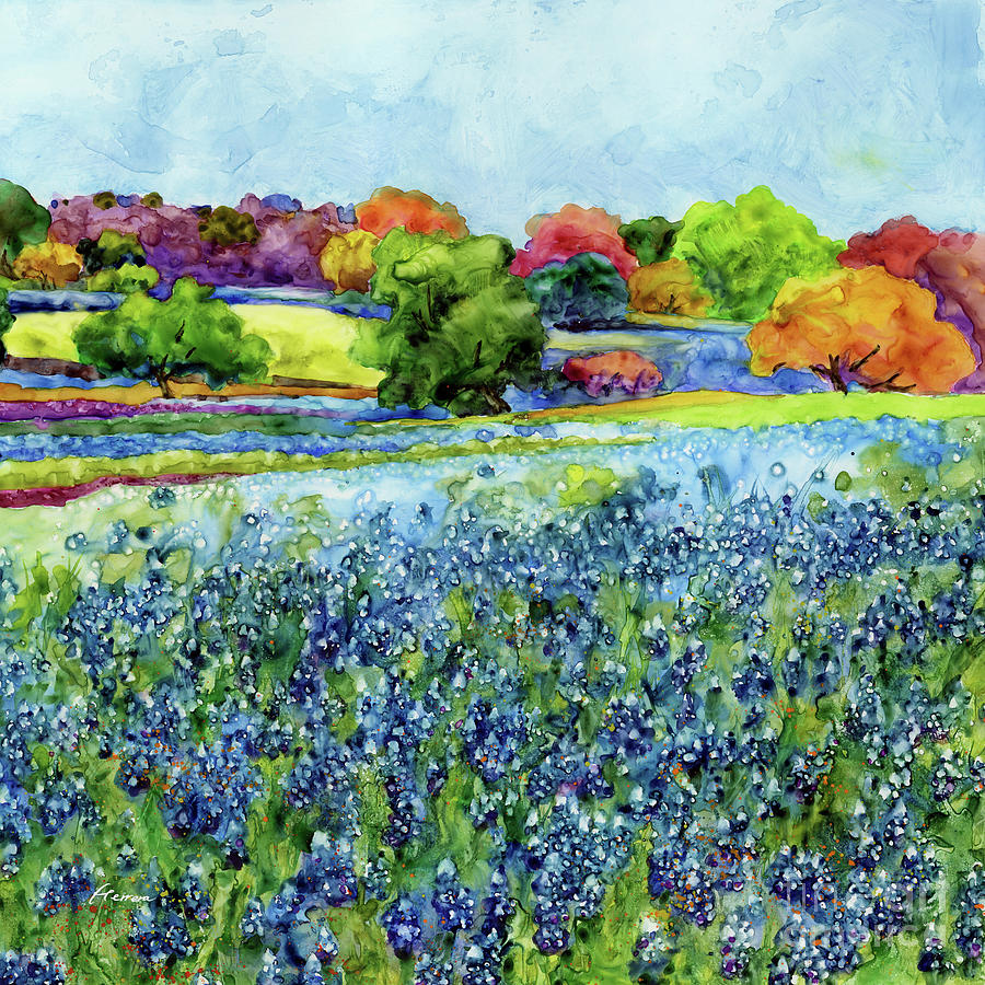 Spring Impressions - Bluebonnet And Oak Tree Painting