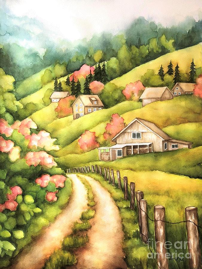Spring in hills Painting by Inese Poga