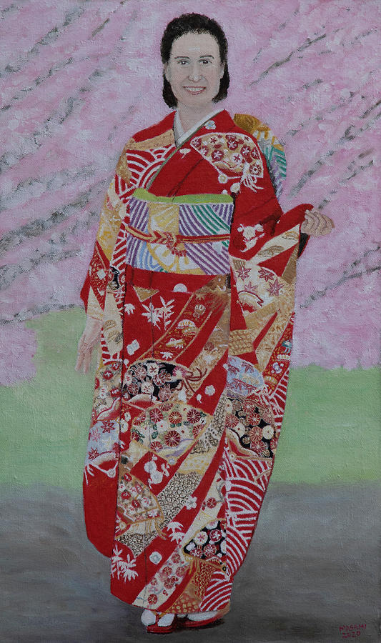 Spring in Kimono Painting by Masami IIDA