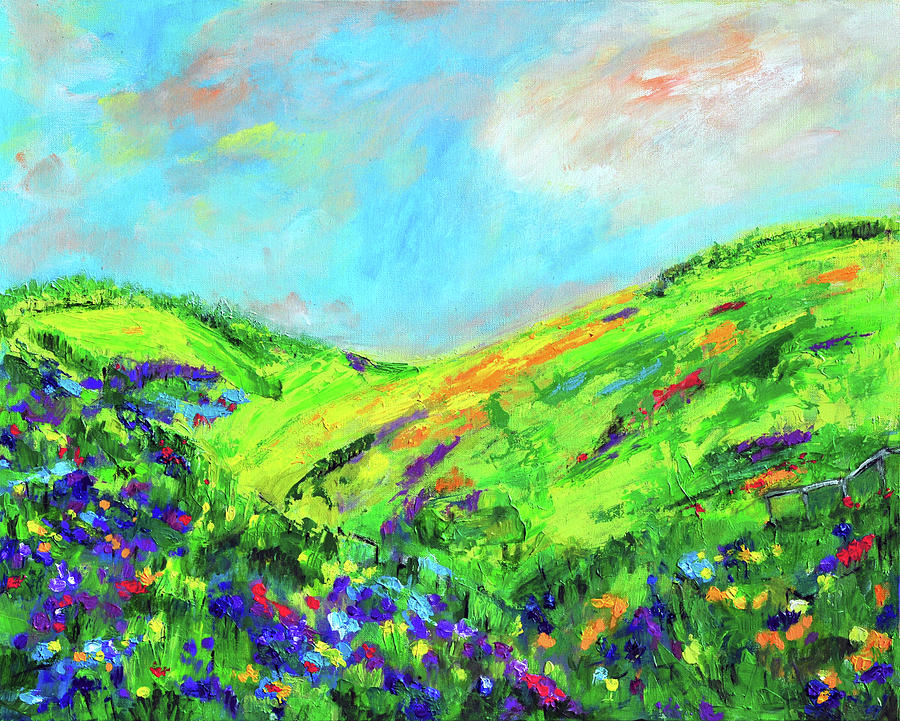 Spring In Hillside Painting by Haleh Mahbod